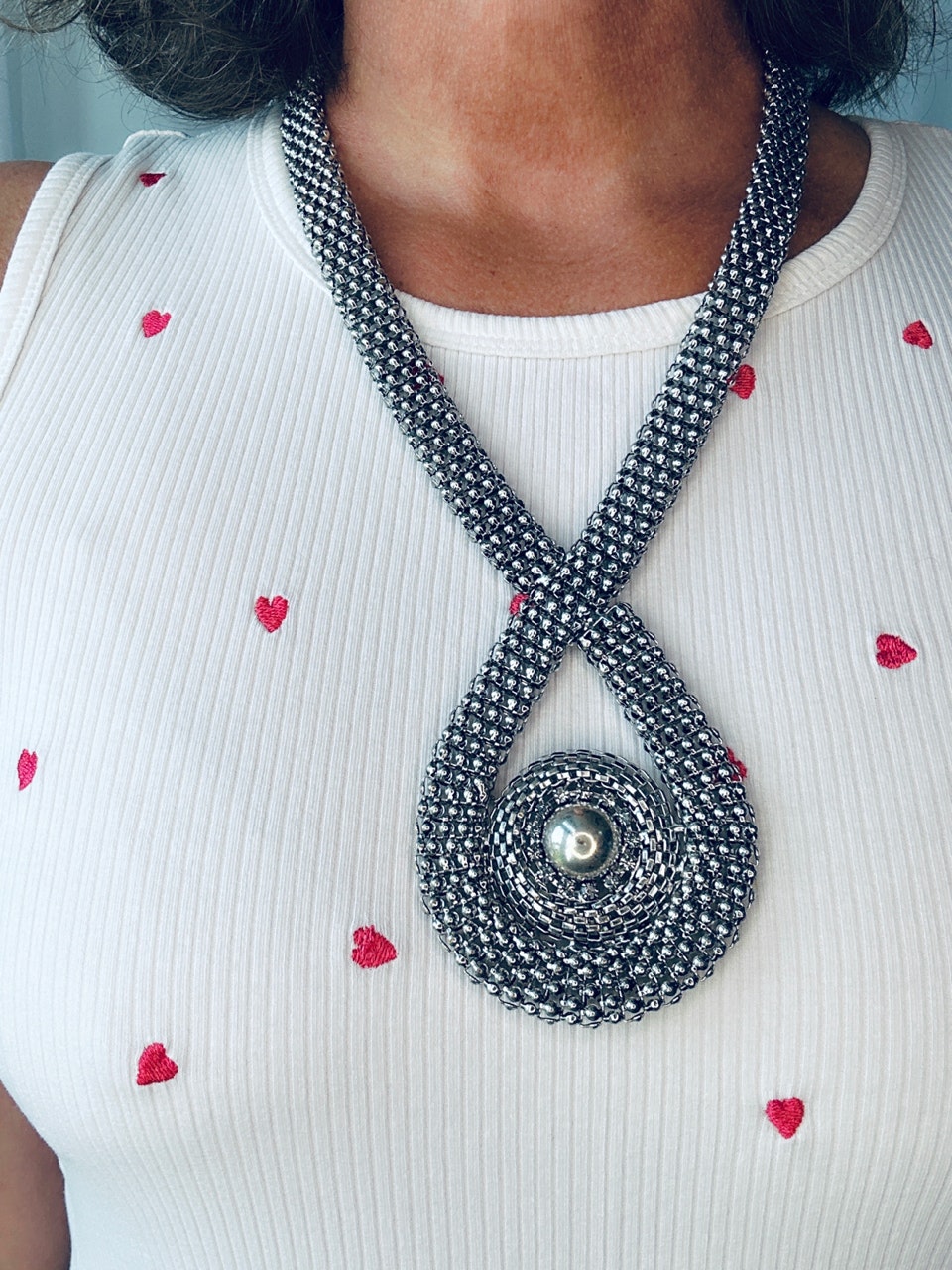 Stort halsband med silverloop