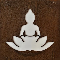 Skylt Buddha och lotus