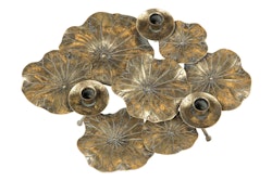 Vacker ljusstake av lotusblad antik mässing