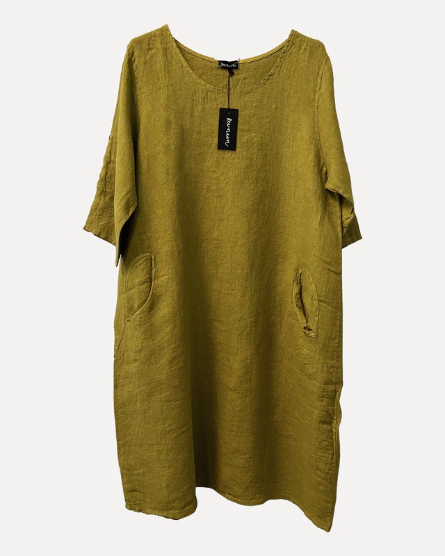 IDA Linen Dress, Moss