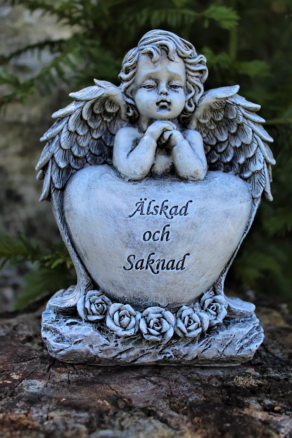 Gravhjärta med ängel