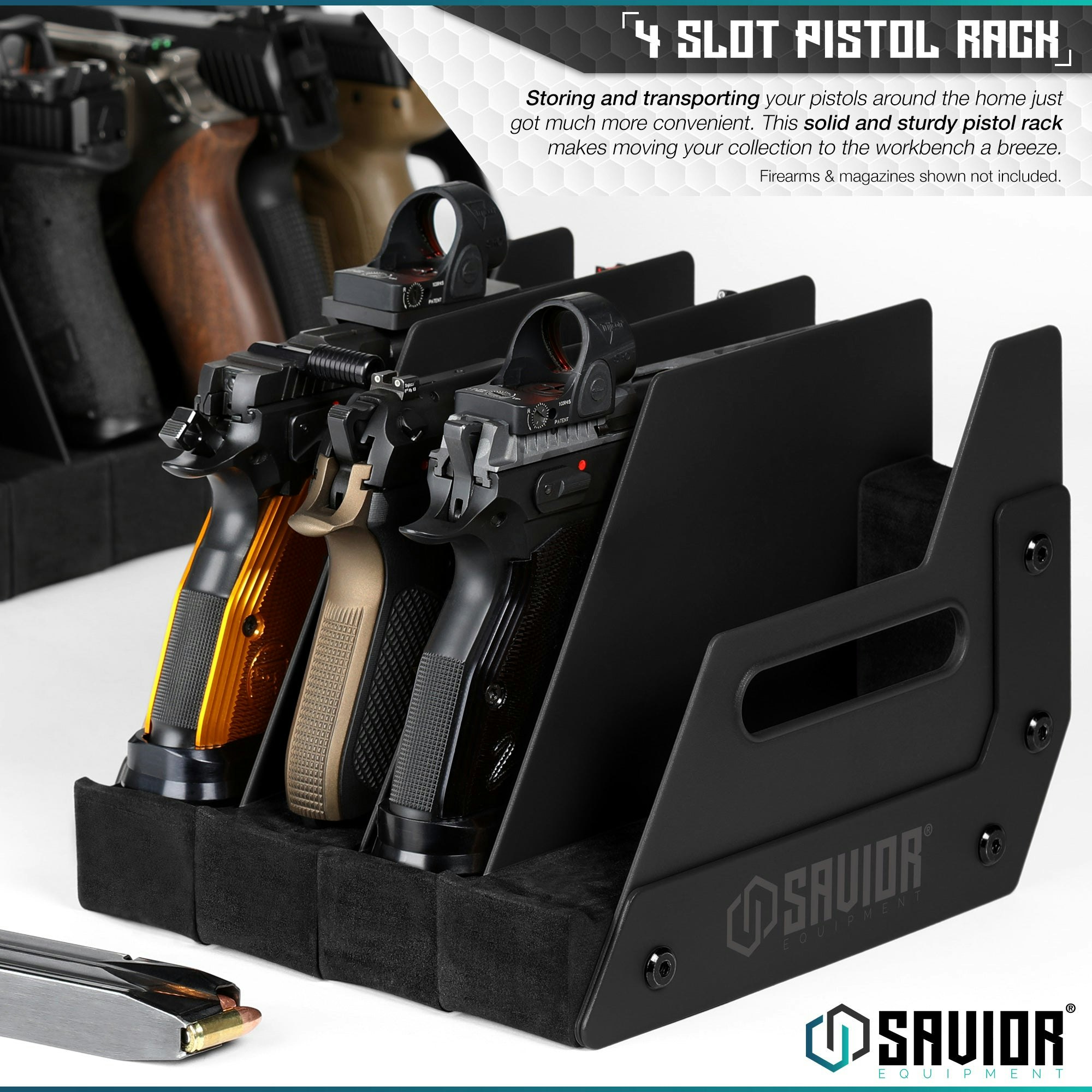 Savior Equipment - 4-Slot Pistol Rack Obsidian Black