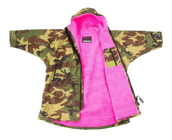 dryrobe® Kids Advance Long Sleeve - Camo / Pink