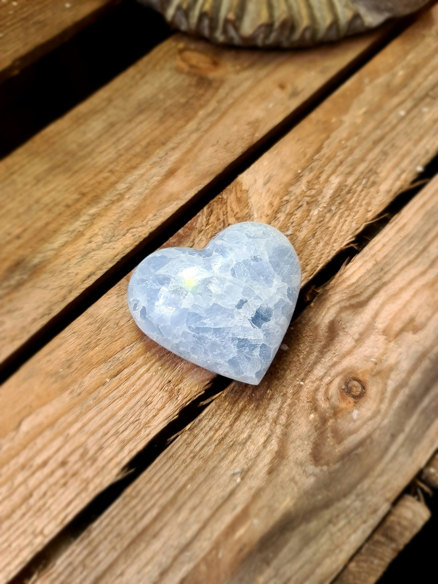 Blå kalcit hjärta