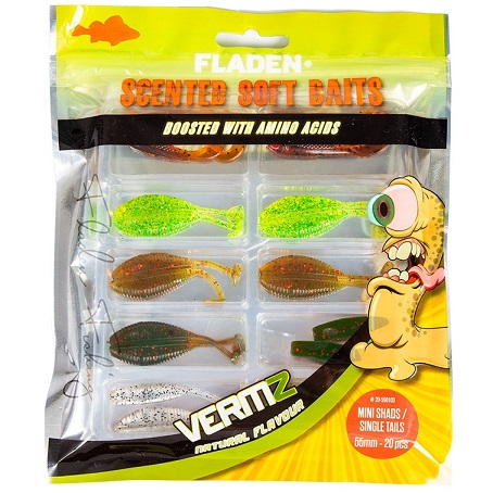 Vermz Scented soft lures mini shad & single tails 20pcs