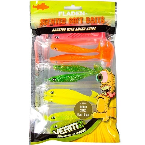 Vermz Scented soft lures ribbed shad 9cm 10pcs
