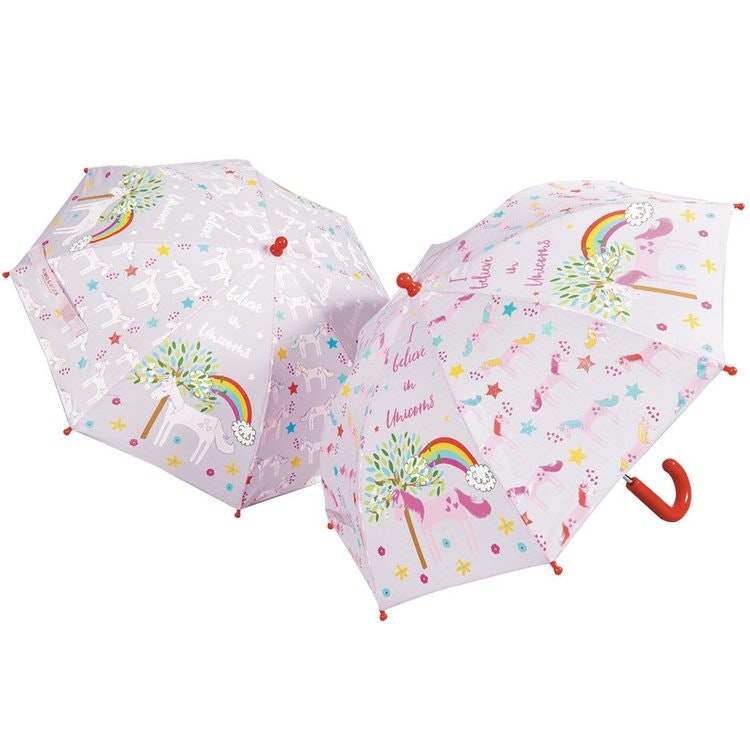 Paraply för barn ändrar färg enhörning