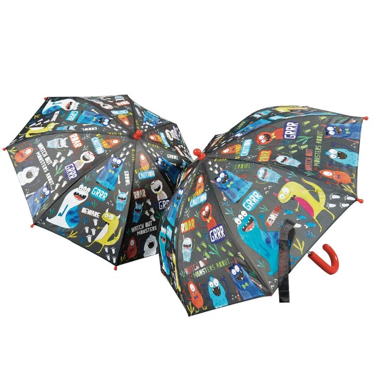 Paraply för barn färgskiftande med monster