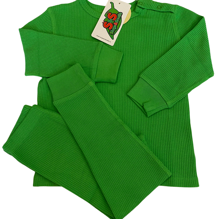 Myskläder - Våfflad bomull - Emerald green -3år-Medium