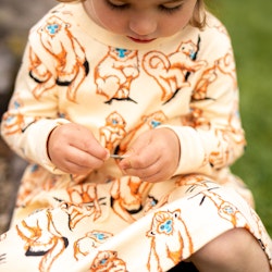 Barnklänning långärmad- Apor - 1-6år