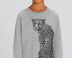 Sweatshirt barn - Grå med leopard - 5-6år
