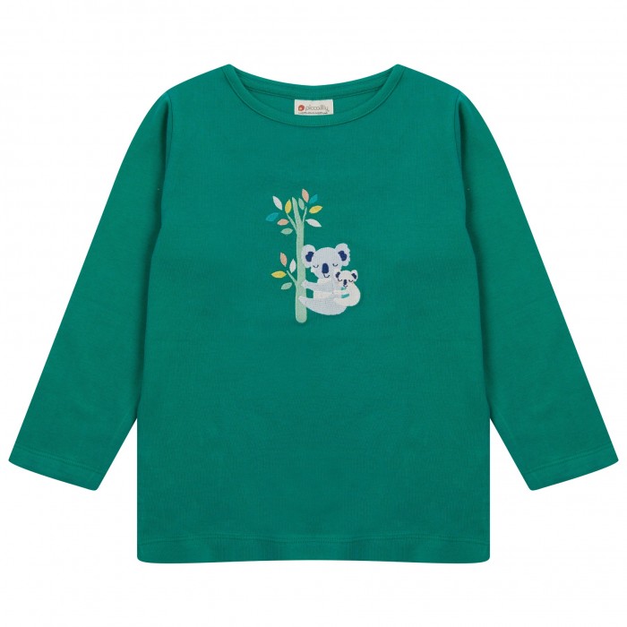 tröja långärmad tshirt barn grön mönstrad koala ekologisk bomull