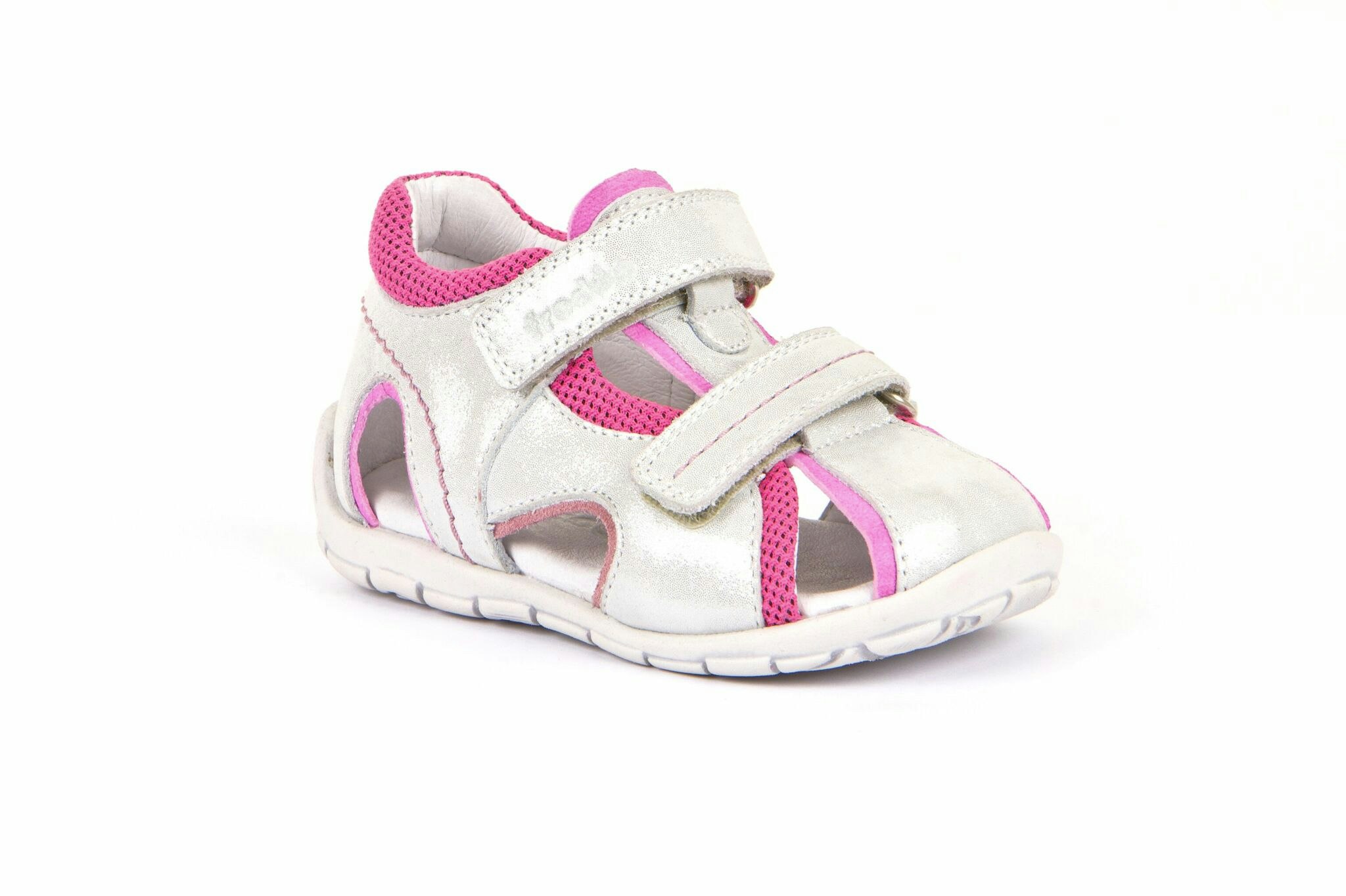 Sandaler barn vita metallic rosa lära gå