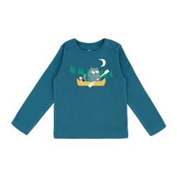 Långärmad T-shirt med katt som paddlar - 24mån/86cl