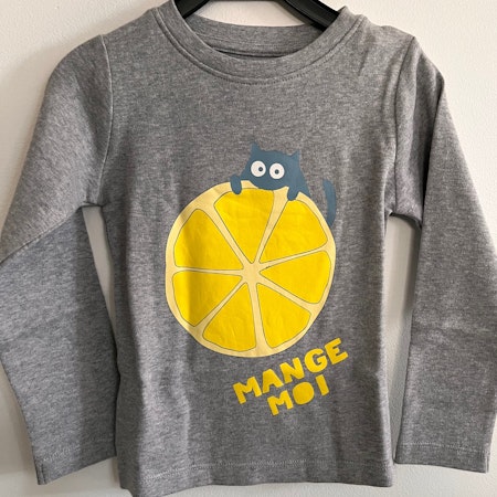 T-shirt långärmad grå melerad - Lemon 3år 94cl
