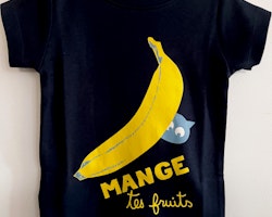 Kortärmad T-shirt marinblå - Banan 3år 94cl