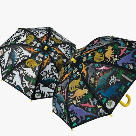 Barnparaply - Dinosaurier färgskiftande paraply