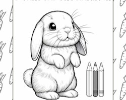 Målarbok för barn Dvärgvädurs kaniner - 25 sidor