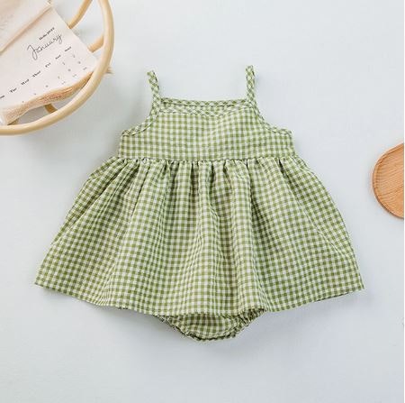 Babyklänning klassisk rutig grön