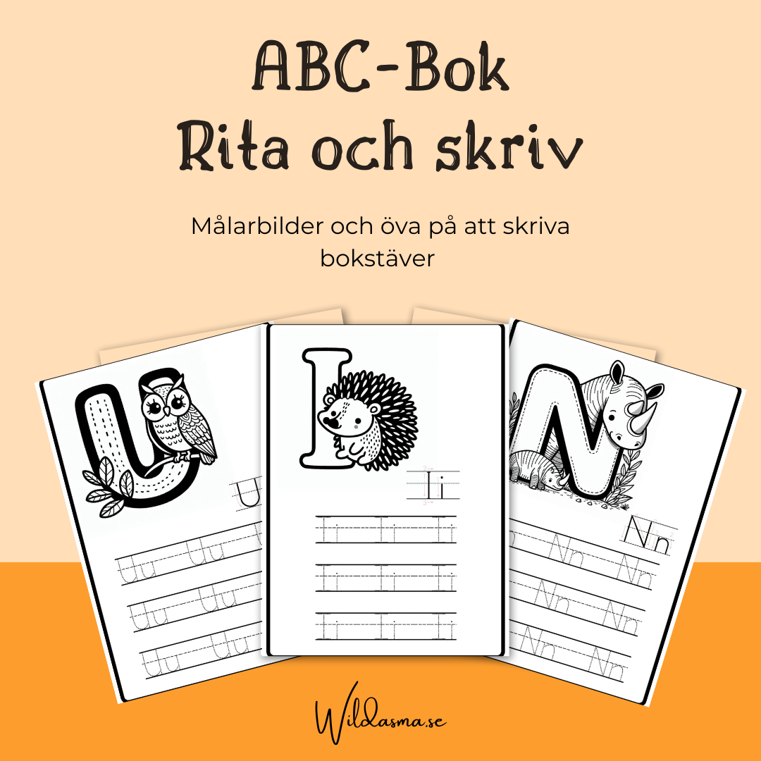 ABC-Bok målarbilder och öva på bokstäver A-Ö