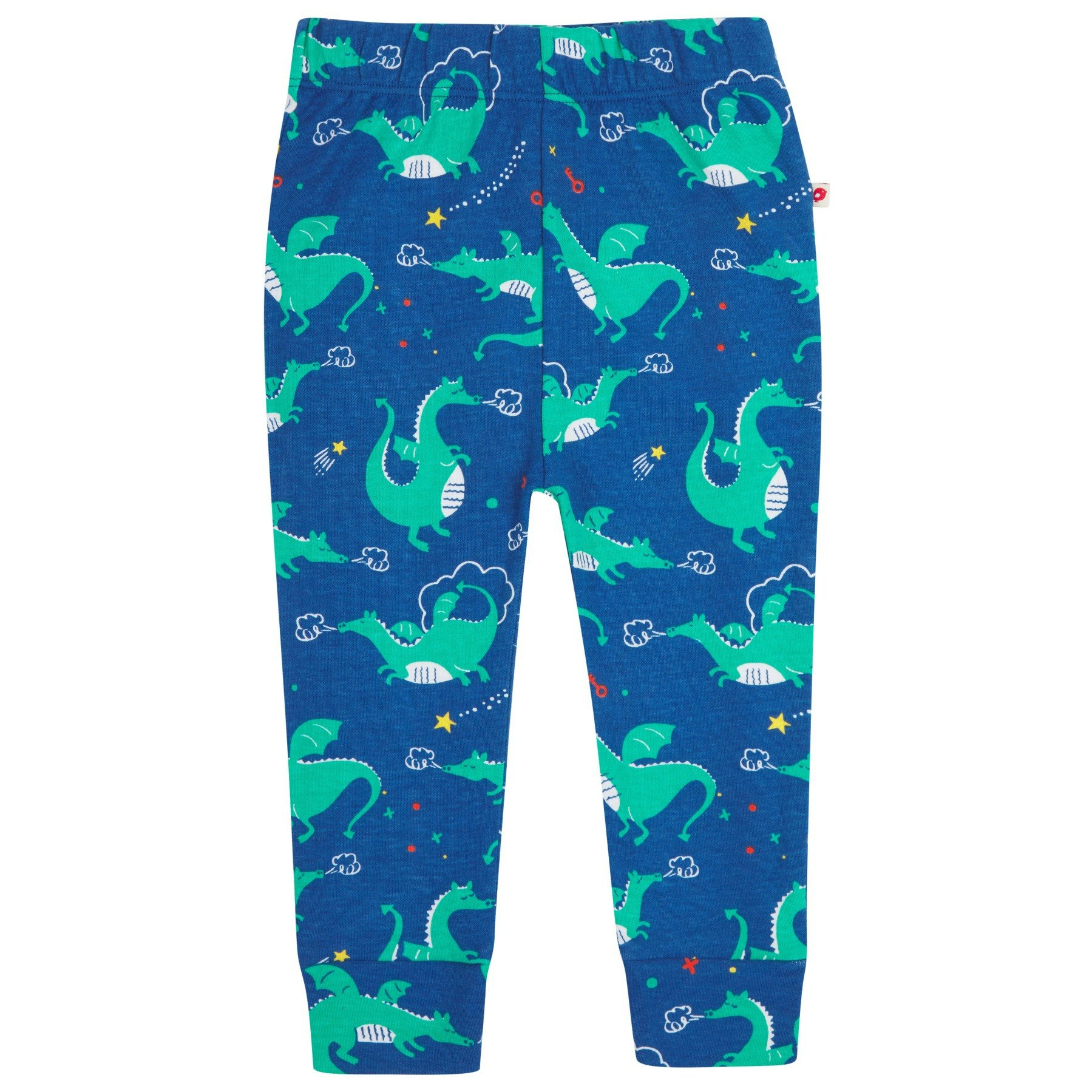 Barnkläder leggings blå drake. ekologisk bomull