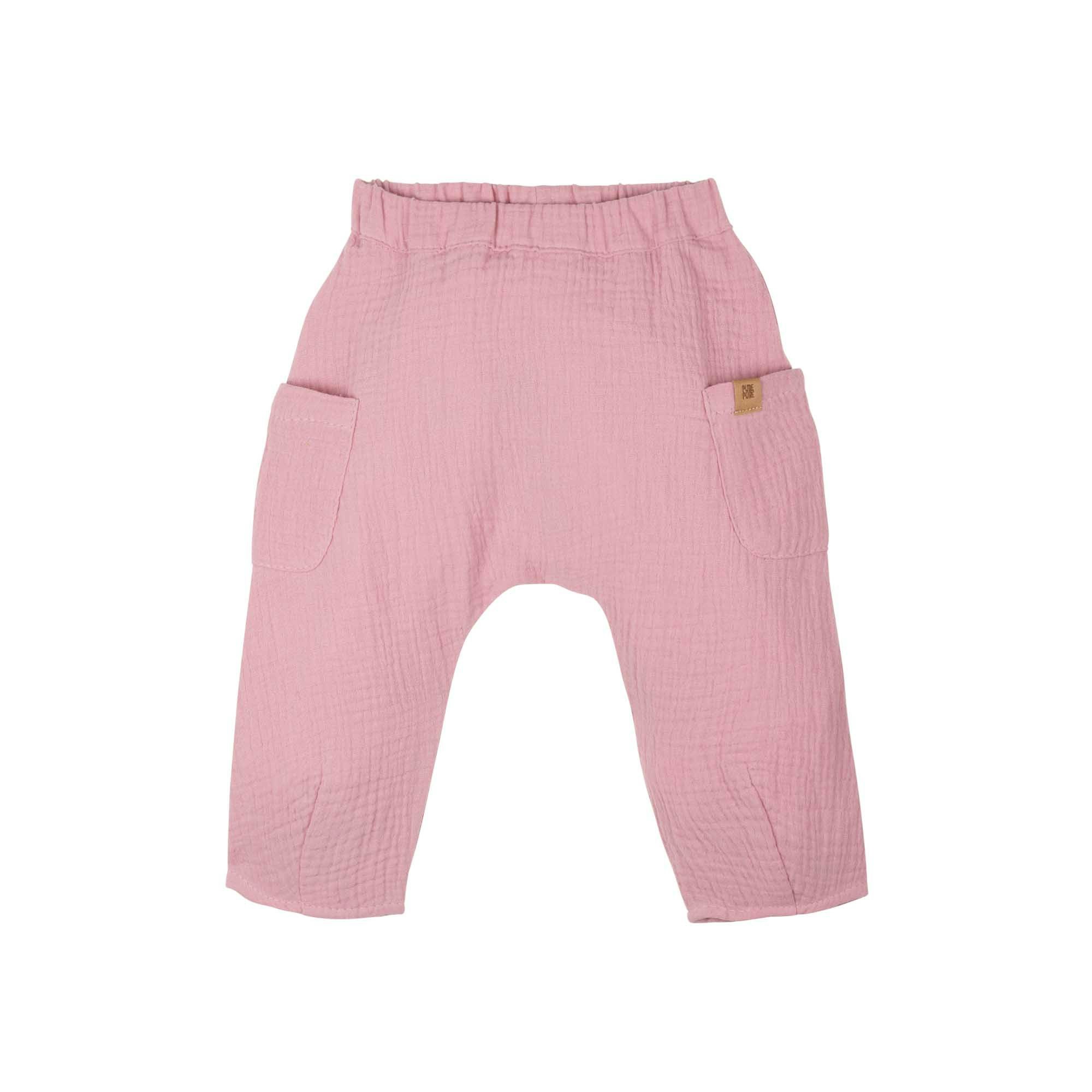 Byxor för baby i ekologisk muslin  -Rosa - 62-92cl Pure Pure Bauer