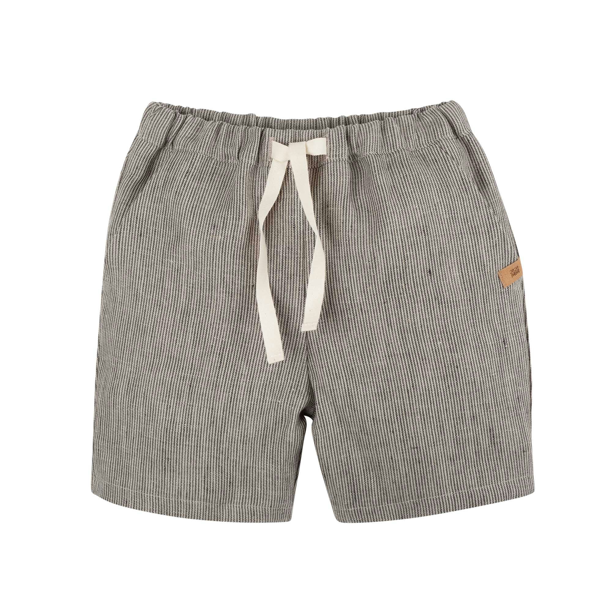 Brun/vit-randiga linne shorts kortbyxor för barn -  86-128cl