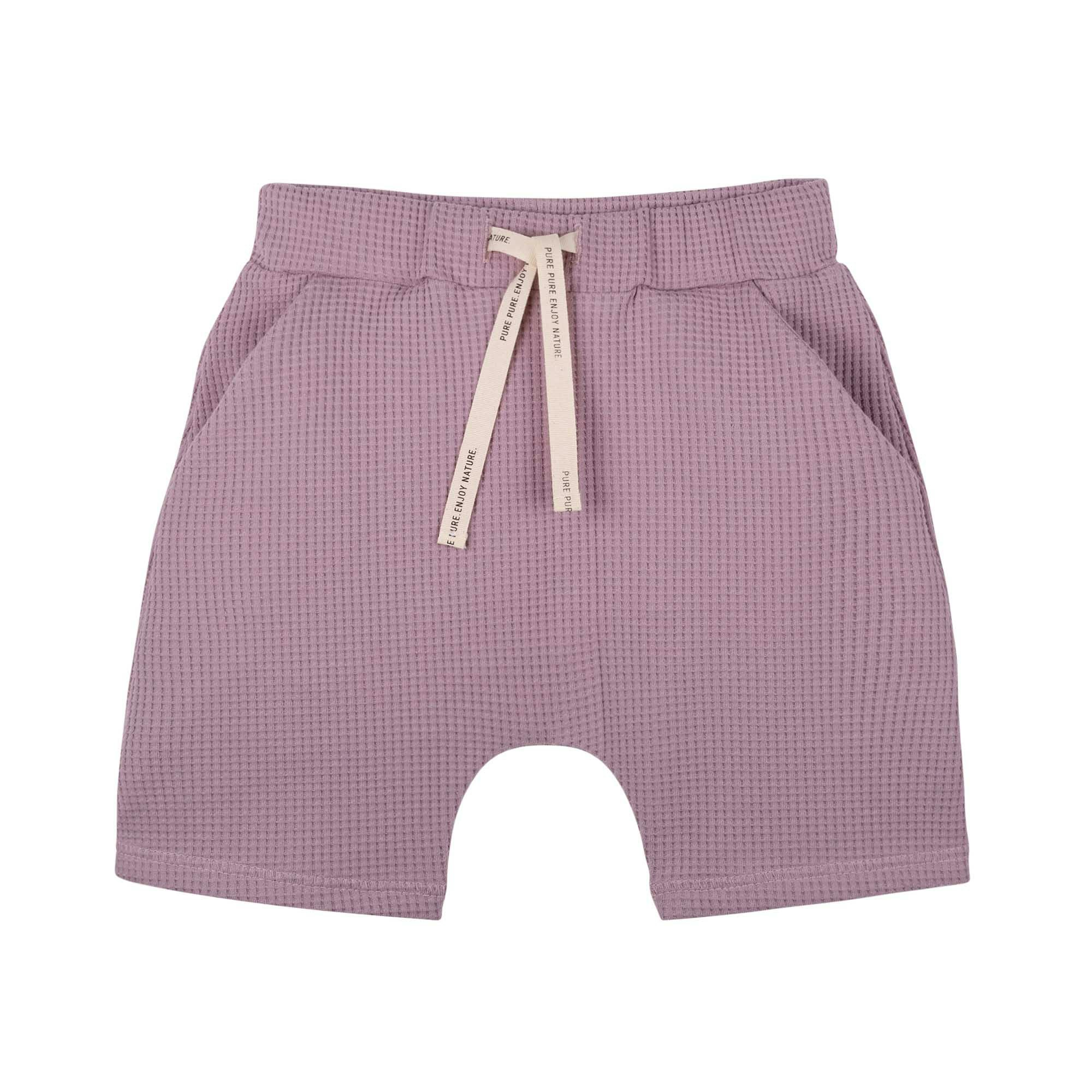 Sommarkläder shorts kortbyxor för barn i våfflad eko bomull - Ljuslila- 86-128cl