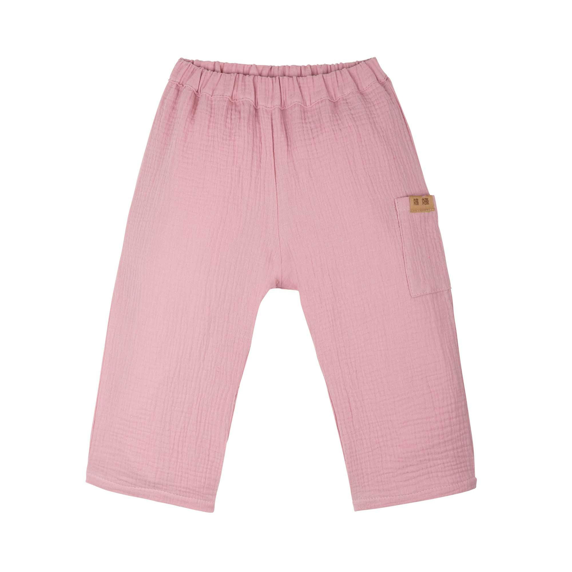 Byxor för barn i ekologisk muslin  -Rosa - 92-128cl Sommarkläder