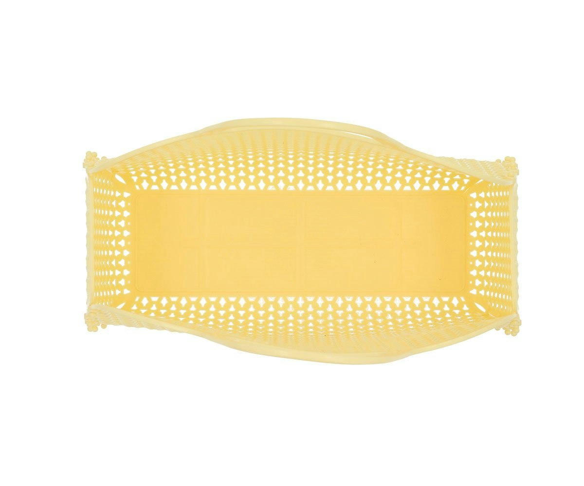 Citrongul retro strand väska i plast mesh med handtag