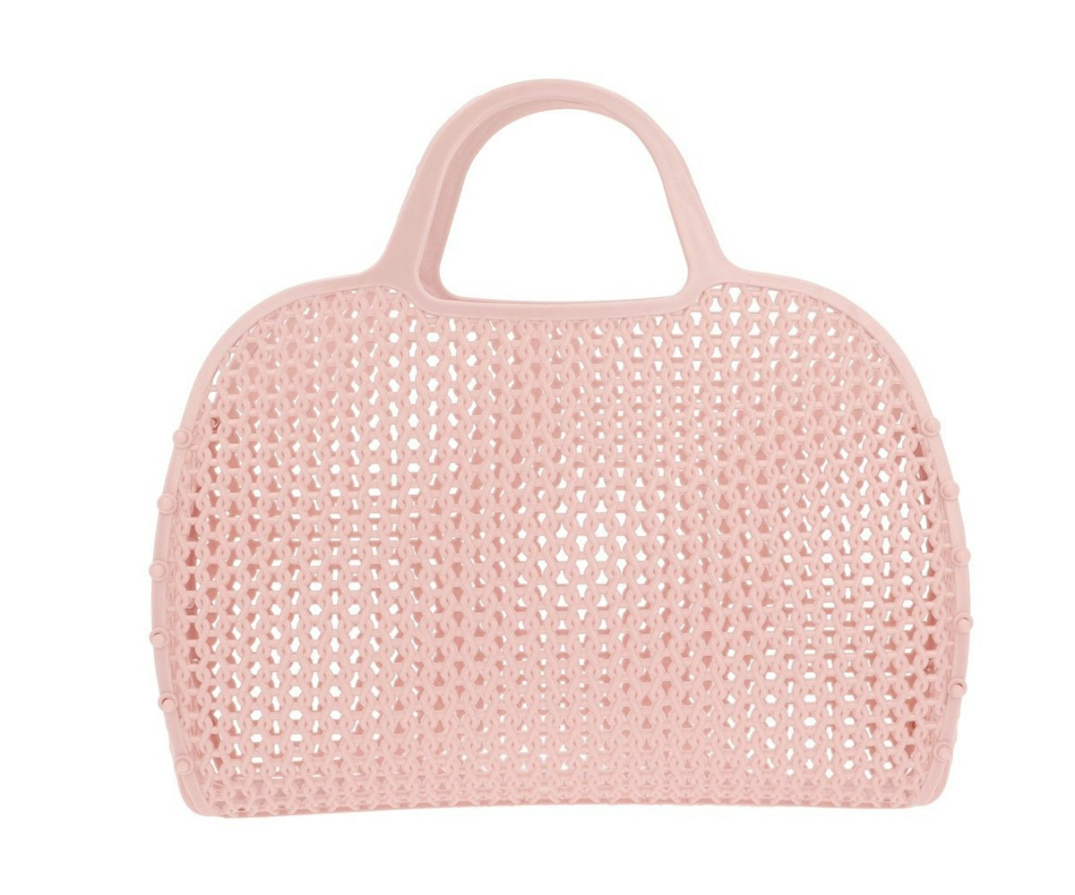 Rosa (Old Rose) retro strand väska i mesh – sommarens snyggaste (och smartaste) accessoar