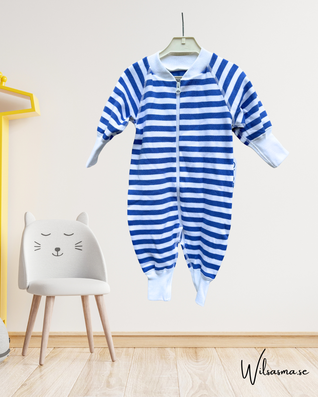 Pyjamas för baby blå/vit 50/62/68cl tjock mysig bomull