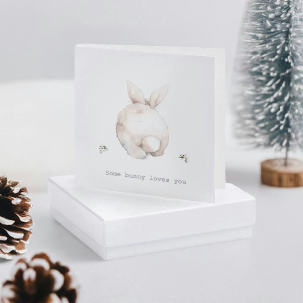 Kort + Örhängen i sterlingsilver - Some bunny loves you