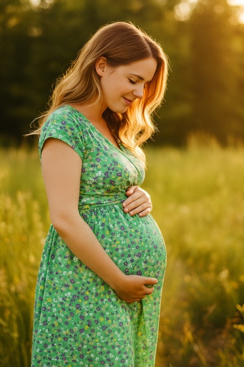 Omlott klänning Gravid Amning eller Vardag dam - äng - XS-L (34-48)