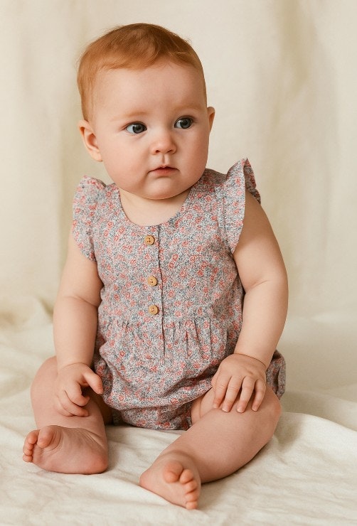 Bebiskläder Body för baby ärmlös - Sommaräng 62-80cl Pure Pure Bauer eko bomull