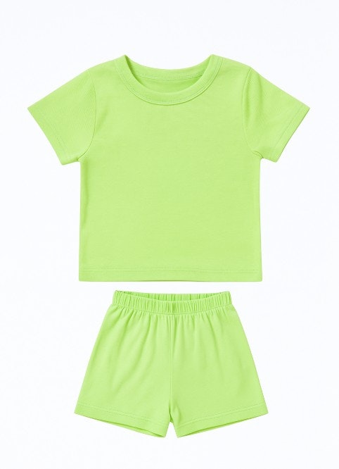 Sommarpyjamas barn shorts+T-shirt Lime 80-130cl