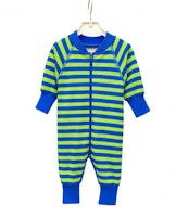 Pyjamas för baby blå/limegrön 50/62/68cl tjock mysig bomull