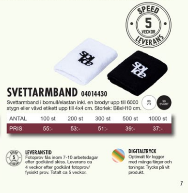 Svettarmband - 100st med eget tryck/brodyr (inkl. moms)