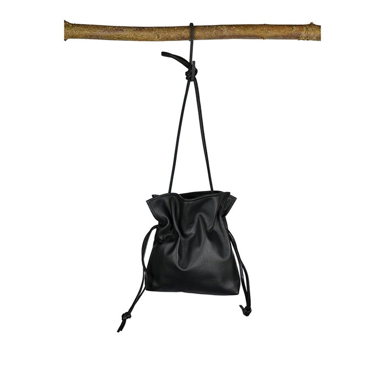 Small black leather handbag