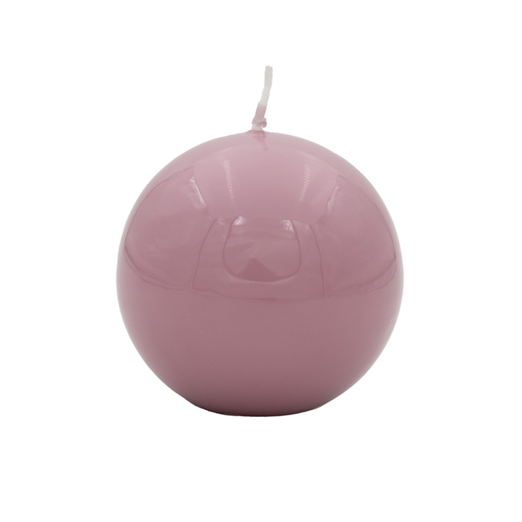 high gloss lacquered pale rose round candle