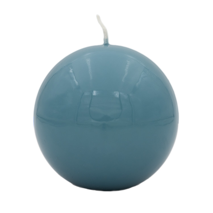 High gloss blue lacquered round candle