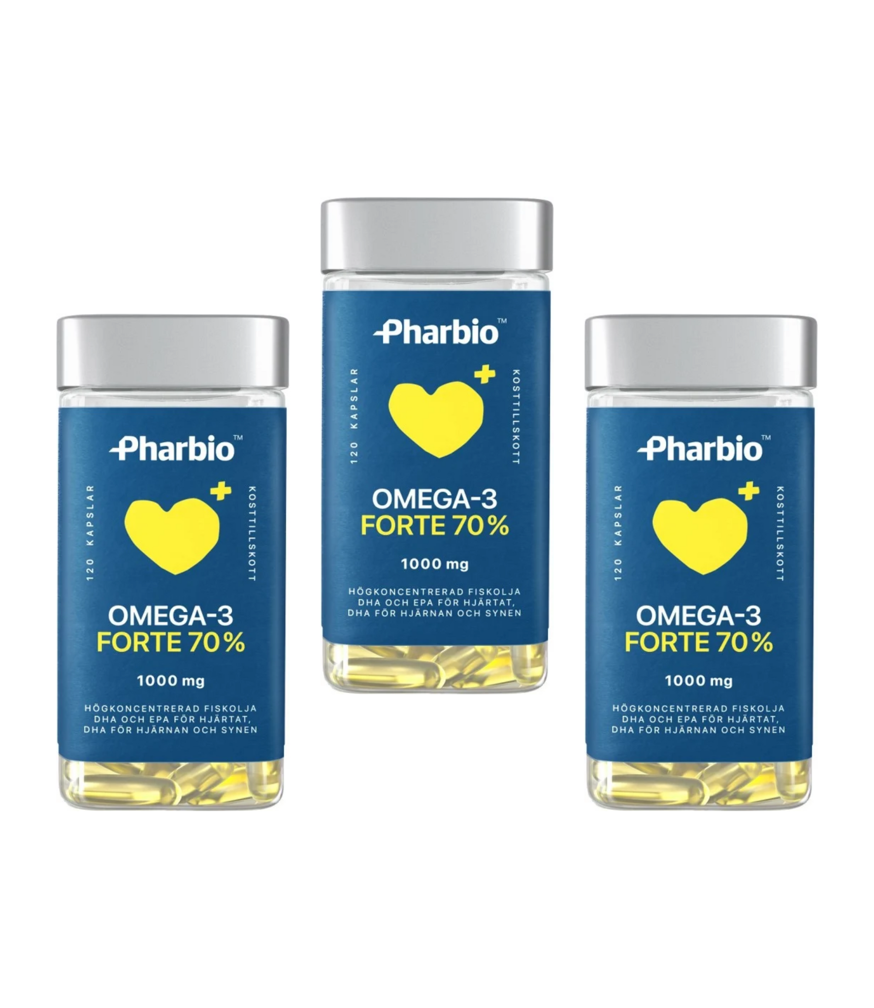 3 x Pharbio Omega-3 Forte, 120 kapslar