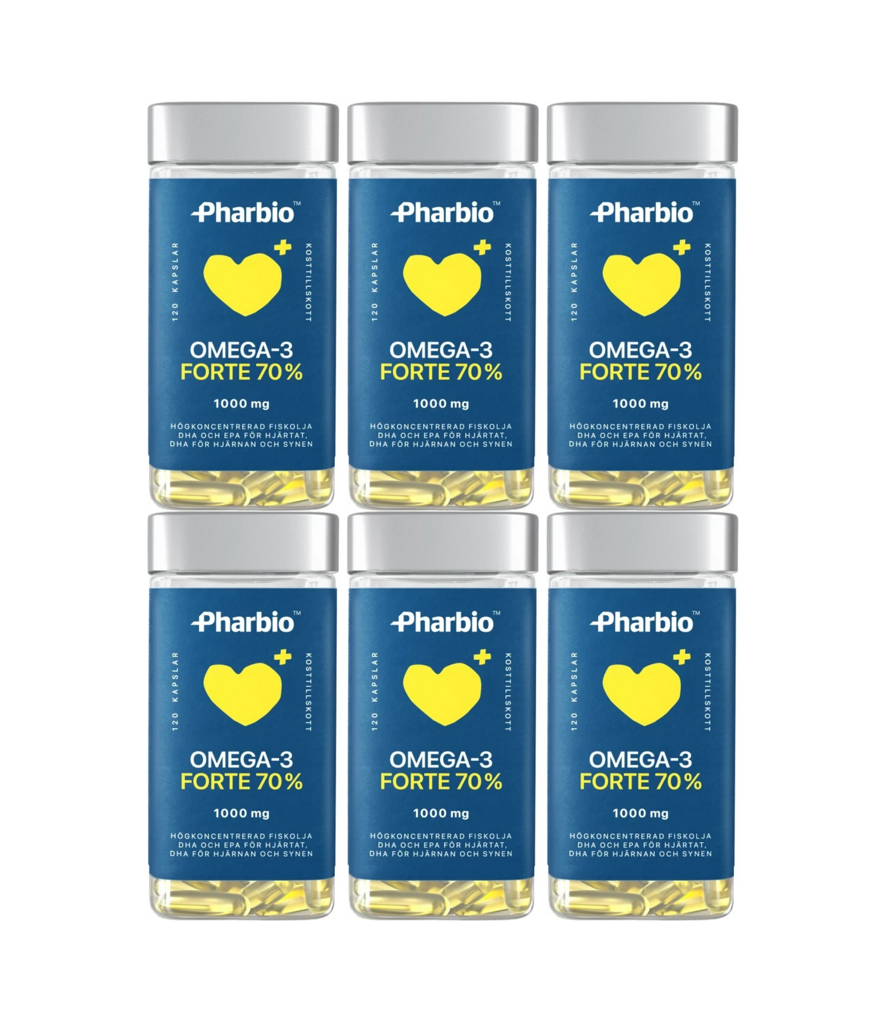 6 x Pharbio Omega-3 Forte, 120 kapslar