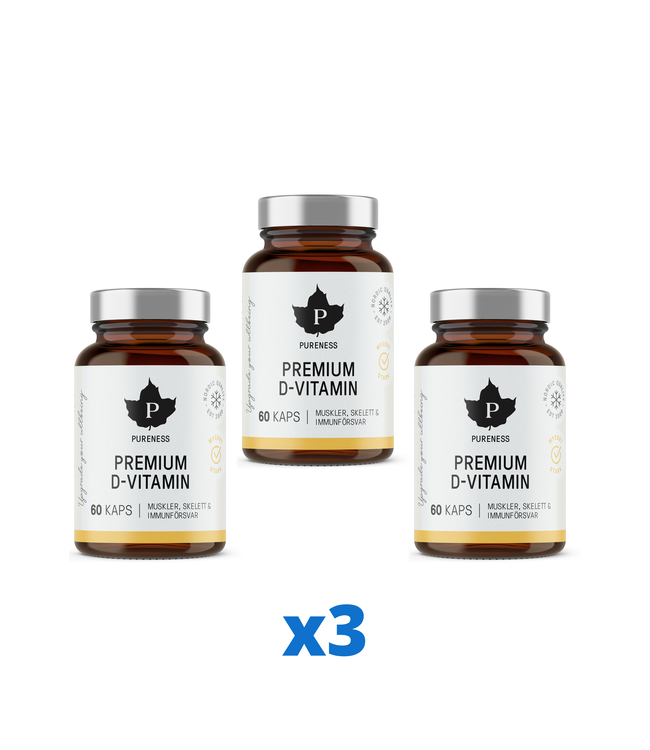 3 x Pureness Premium D-Vitamin, 60 kapslar