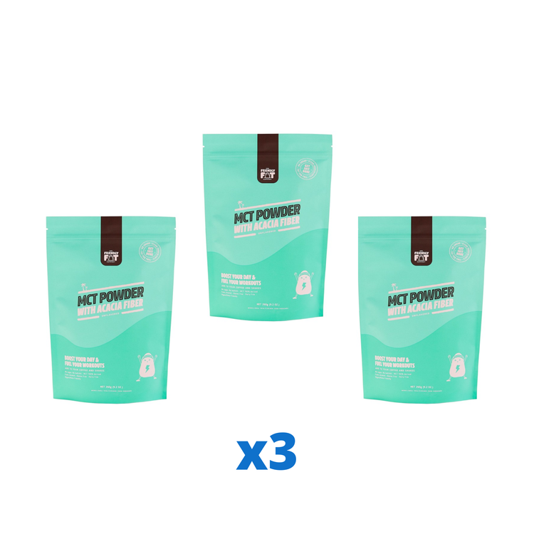 3 x The Friendly Fat Company C8 MCT Powder with Acacia Fiber, 260g