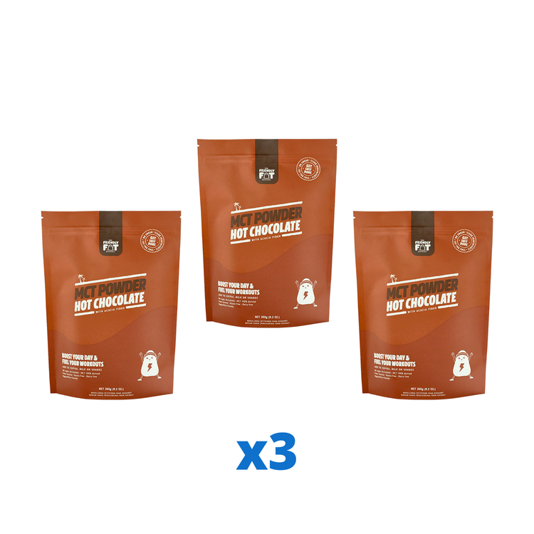 3 x The Friendly Fat Company C8 MCT-pulver med chokladsmak, 260g