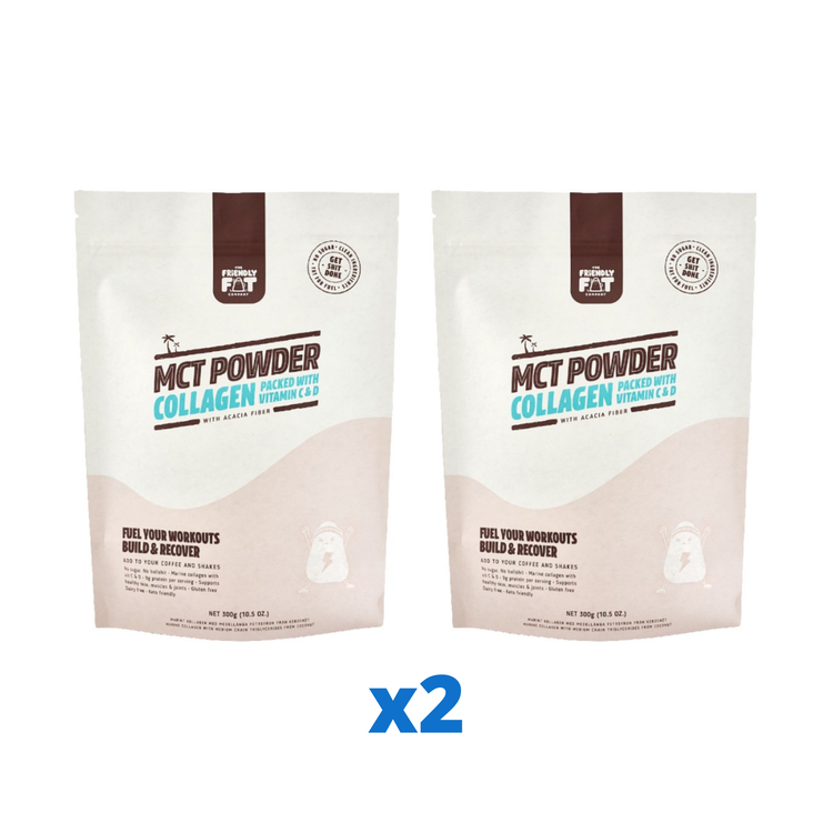 2 x The Friendly Fat Company MCT Powder Collagen, 300g + Vitamin C & D 300 g