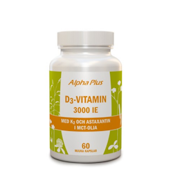 Alpha Plus D3-vitamin 3000IE + K2, 60 kapslar
