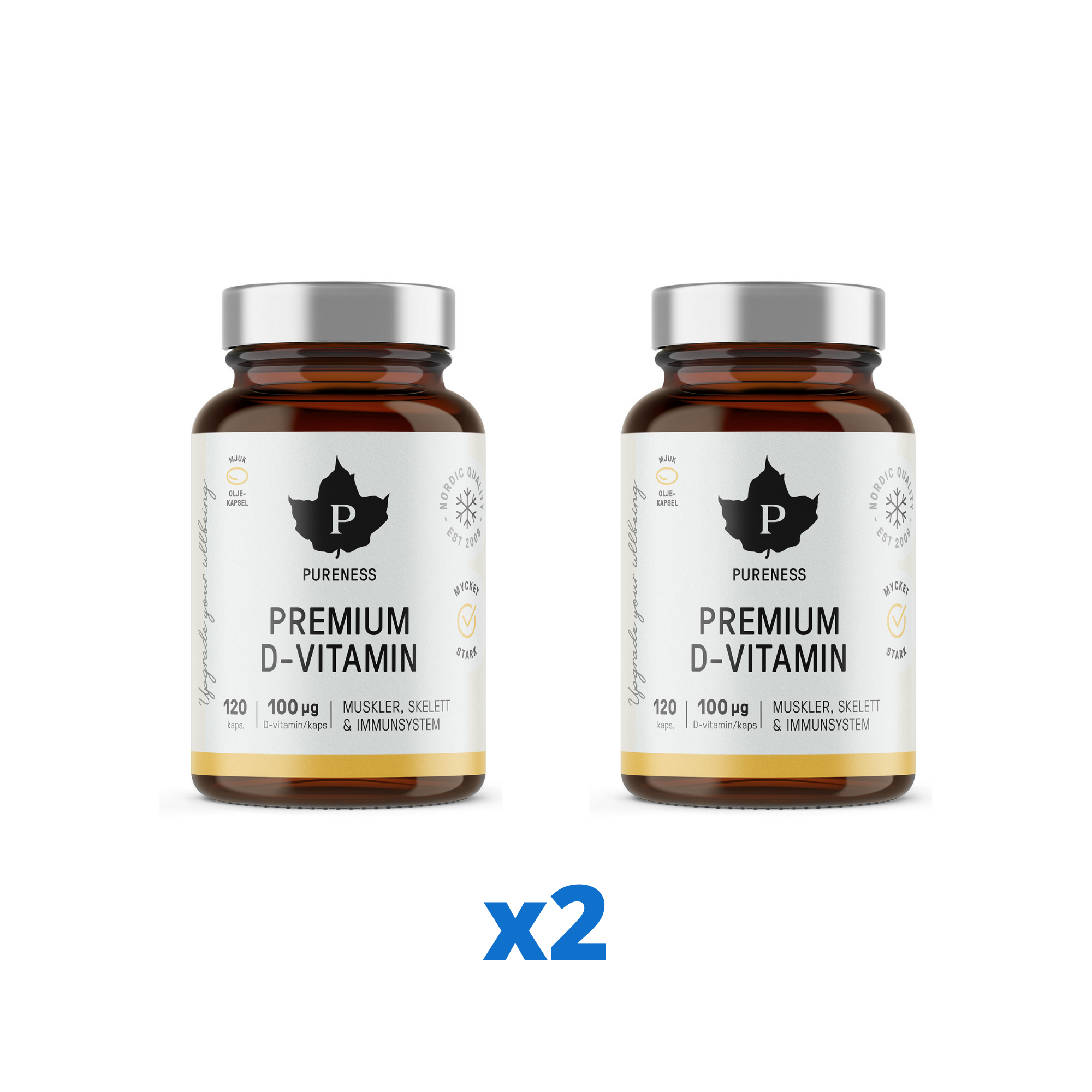2 x Pureness Premium D-Vitamin, 120 kapslar