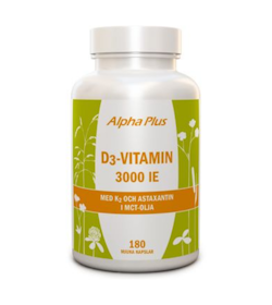 Alpha Plus D3-vitamin 3000IE + K2, 180 kapslar